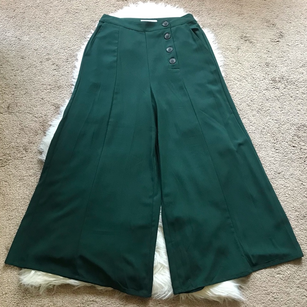 Wide Leg Emerald Green Pants Trousers